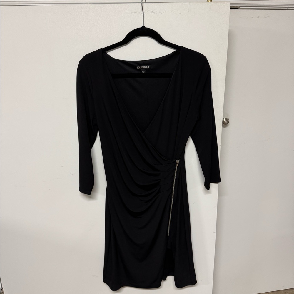 Express Black Long Sleeve Wrap Dress